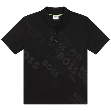 Playera Polo BOSS negra para niños y adolescentes